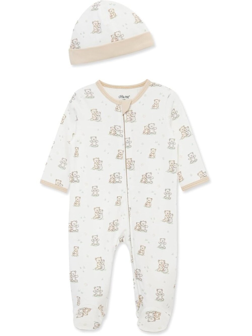 Baby Boys 100% Cotton Footie and Cap Set, Preemie to 9 Months